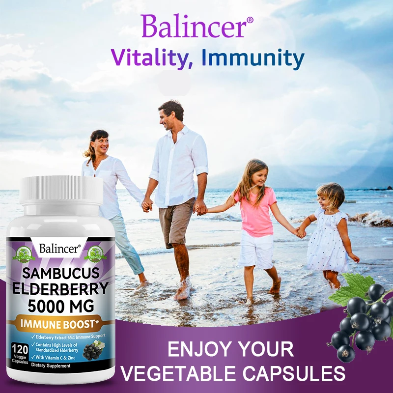 Sambucus Elderberry 5000mg with Vitamin C & Zinc - Concentrated Sambucus Extract 65:1 for Immune Support | Non-GMO
Sambucus Elderberry 5000mg with Vitamin C & Zinc - Concentrated Sambucus Extract 65:1 for Immune Support | Non-GMO