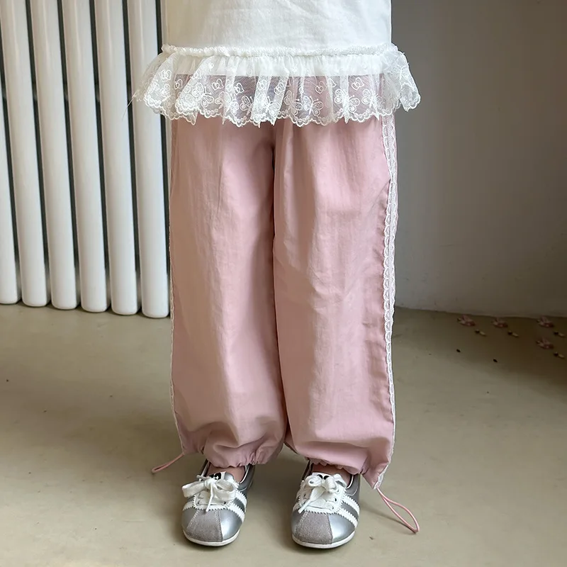 Baby Girl Pants 2025 New Retro Lace Splicing Casual Pants for Girls, Cool and Loose Wide Leg Pants for Summer
Baby Girl Pants 2025 New Retro Lace Splicing Casual Pants for Girls, Cool and Loose Wide Leg Pants for Summer