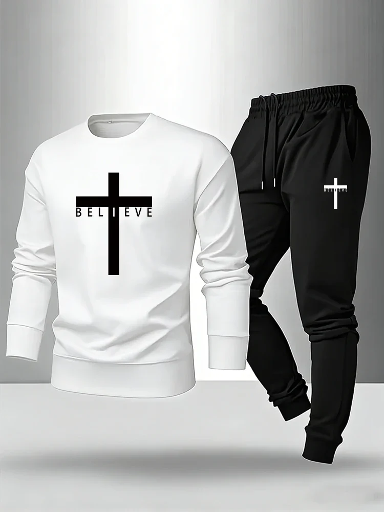Cross Printed Men's Set Longsleeve T-shirt&sweatpants Spring Autumn Daily Casual Warm Pullover Outfit Single Sweatshirt or Pants
Cross Printed Men's Set Longsleeve T-shirt&sweatpants Spring Autumn Daily Casual Warm Pullover Outfit Single Sweatshirt or Pants