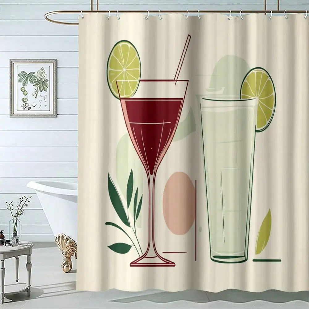 Summer Cocktail Shower Curtain, Vintage Lemonade Drink Pattern Bathroom Decor Waterproof Polyester Fabric Bath Screen with Hooks
Summer Cocktail Shower Curtain, Vintage Lemonade Drink Pattern Bathroom Decor Waterproof Polyester Fabric Bath Screen with Hooks