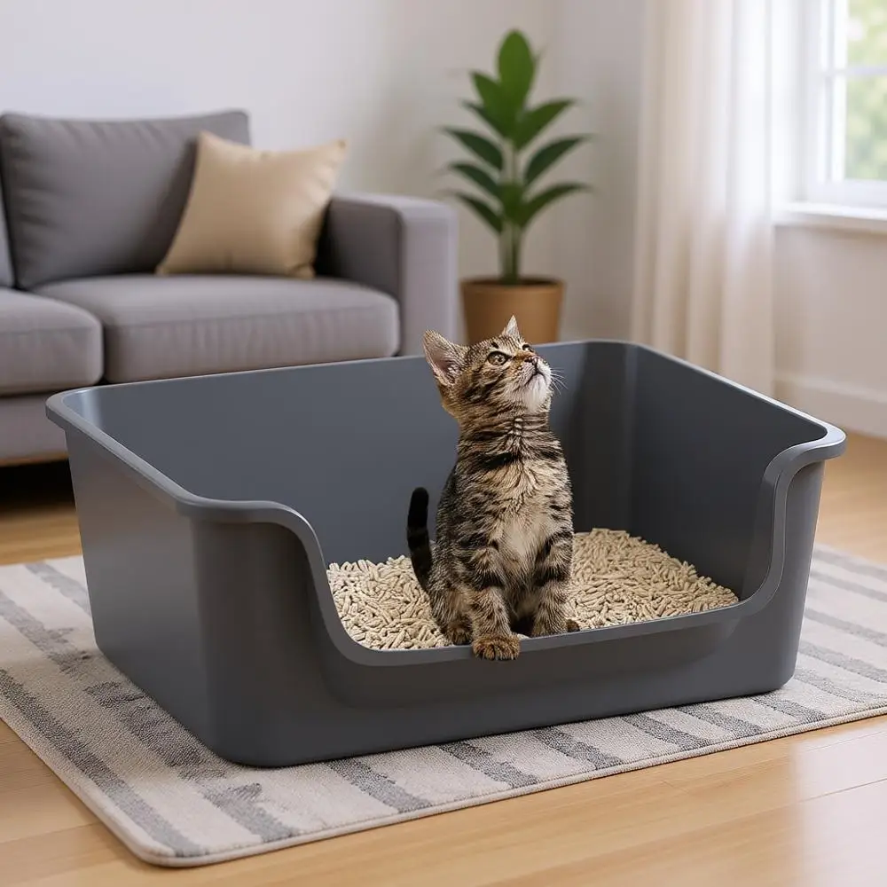 Open-Top Large High Side Cat Litter Box, Low Entrance, Suitable for Small & Elderly Cats, Anti-Splash, 19.8” x 15.6” x 7.3” for
Open-Top Large High Side Cat Litter Box, Low Entrance, Suitable for Small & Elderly Cats, Anti-Splash, 19.8” x 15.6” x 7.3” for