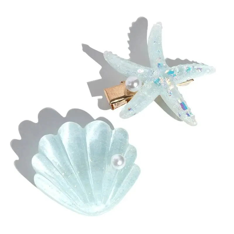 Mini Mint Green Shell Pearl Starfish Hair Clip Set
Mini Mint Green Shell Pearl Starfish Hair Clip Set