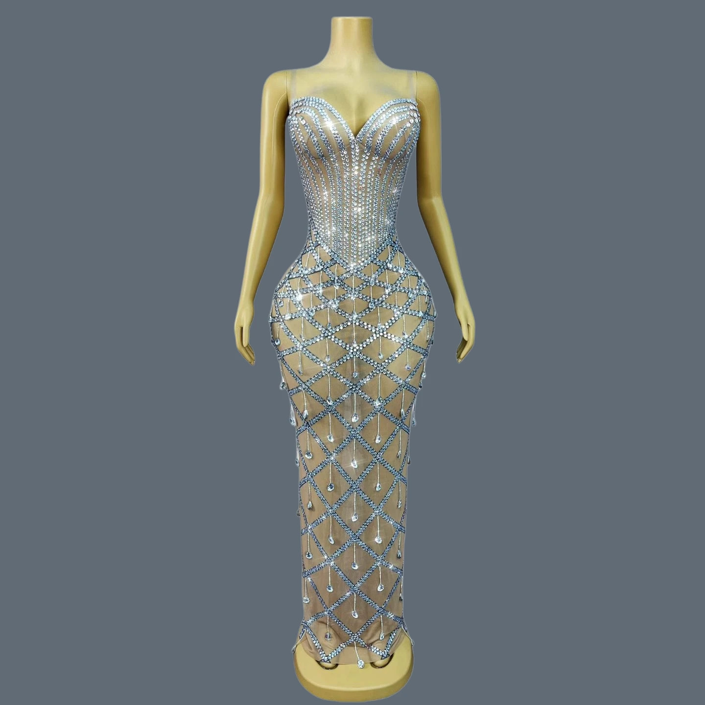 Silver Sparkly Crystals Luxury Long Dress Women Birthday Party Prom Sexy Evening Gown Club Stage Show Event Outfit Zhuixinglian
Silver Sparkly Crystals Luxury Long Dress Women Birthday Party Prom Sexy Evening Gown Club Stage Show Event Outfit Zhuixinglian