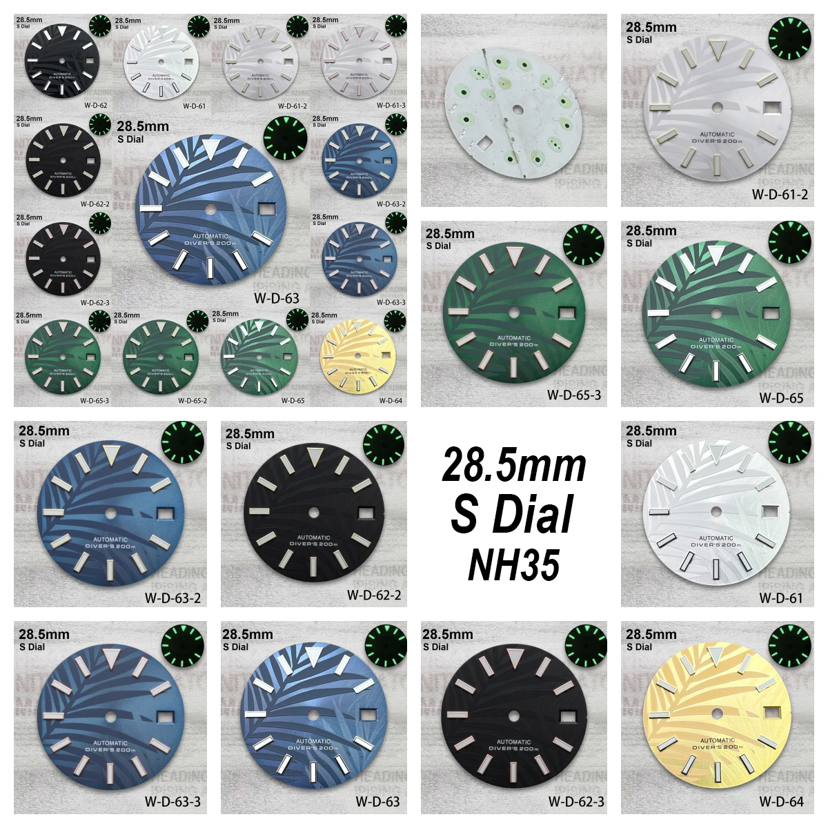 28.5mm S Logo Dial Fit NH35/NH36/4R/7S Movement Bamboo Leaf Dial Green Luminous High Quality Watch Modification Accessories
28.5mm S Logo Dial Fit NH35/NH36/4R/7S Movement Bamboo Leaf Dial Green Luminous High Quality Watch Modification Accessories