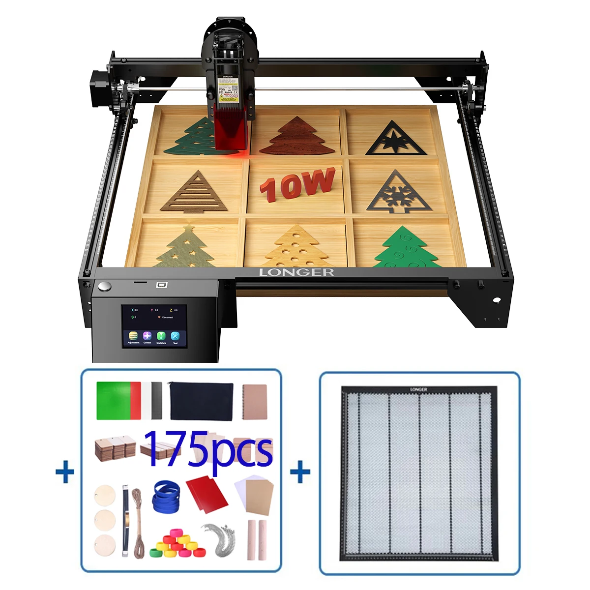 RAY5 Laser Engraver Machine + 440x440mm Honeycomb Panel + 175pcs DIY Engraving Material Wood Metal Lazer Printer Cutting Tools
RAY5 Laser Engraver Machine + 440x440mm Honeycomb Panel + 175pcs DIY Engraving Material Wood Metal Lazer Printer Cutting Tools