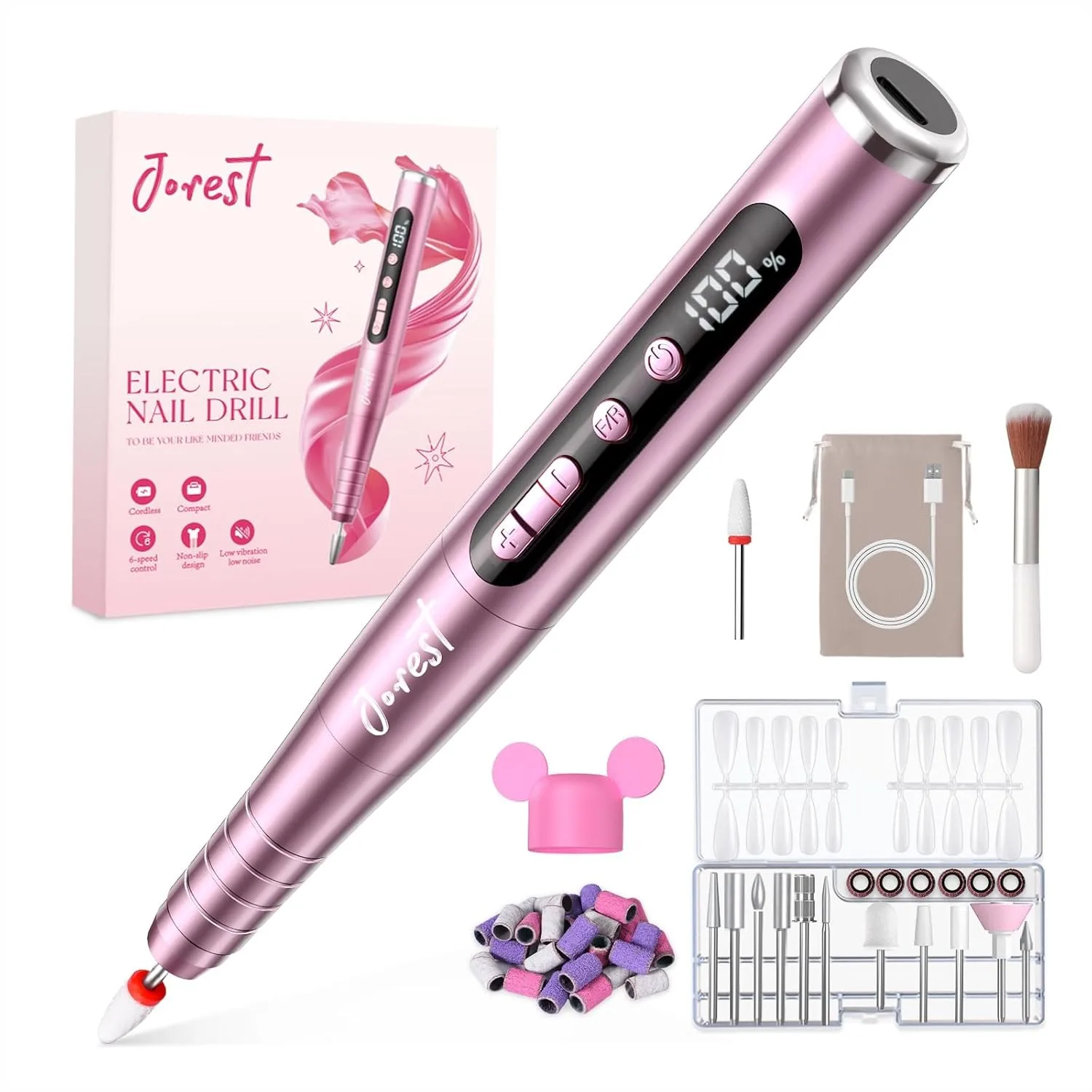 13-in-1 Cordless Electric Nail Drill Kit with LED Display, 35000 RPM 6-Speed Rechargeable Manicure Tool for Acrylic Gel Nails
13-in-1 Cordless Electric Nail Drill Kit with LED Display, 35000 RPM 6-Speed Rechargeable Manicure Tool for Acrylic Gel Nails