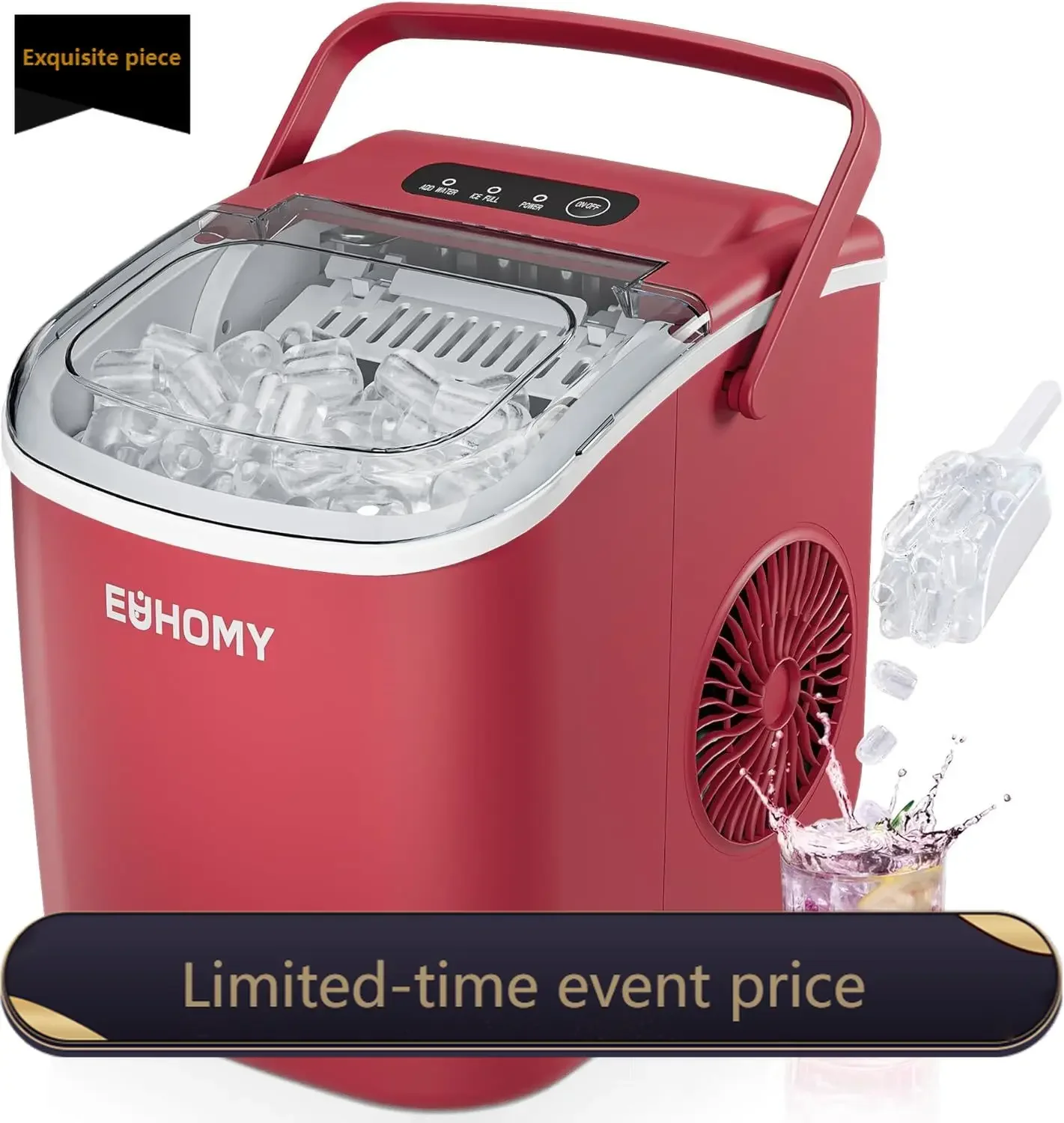 Countertop Ice Maker Machine with Handle, 26lbs Per Day, 9 Ice Cubes Ready in 6 Mins, Auto-Cleaning Portable Ice Maker with Bask
Countertop Ice Maker Machine with Handle, 26lbs Per Day, 9 Ice Cubes Ready in 6 Mins, Auto-Cleaning Portable Ice Maker with Bask