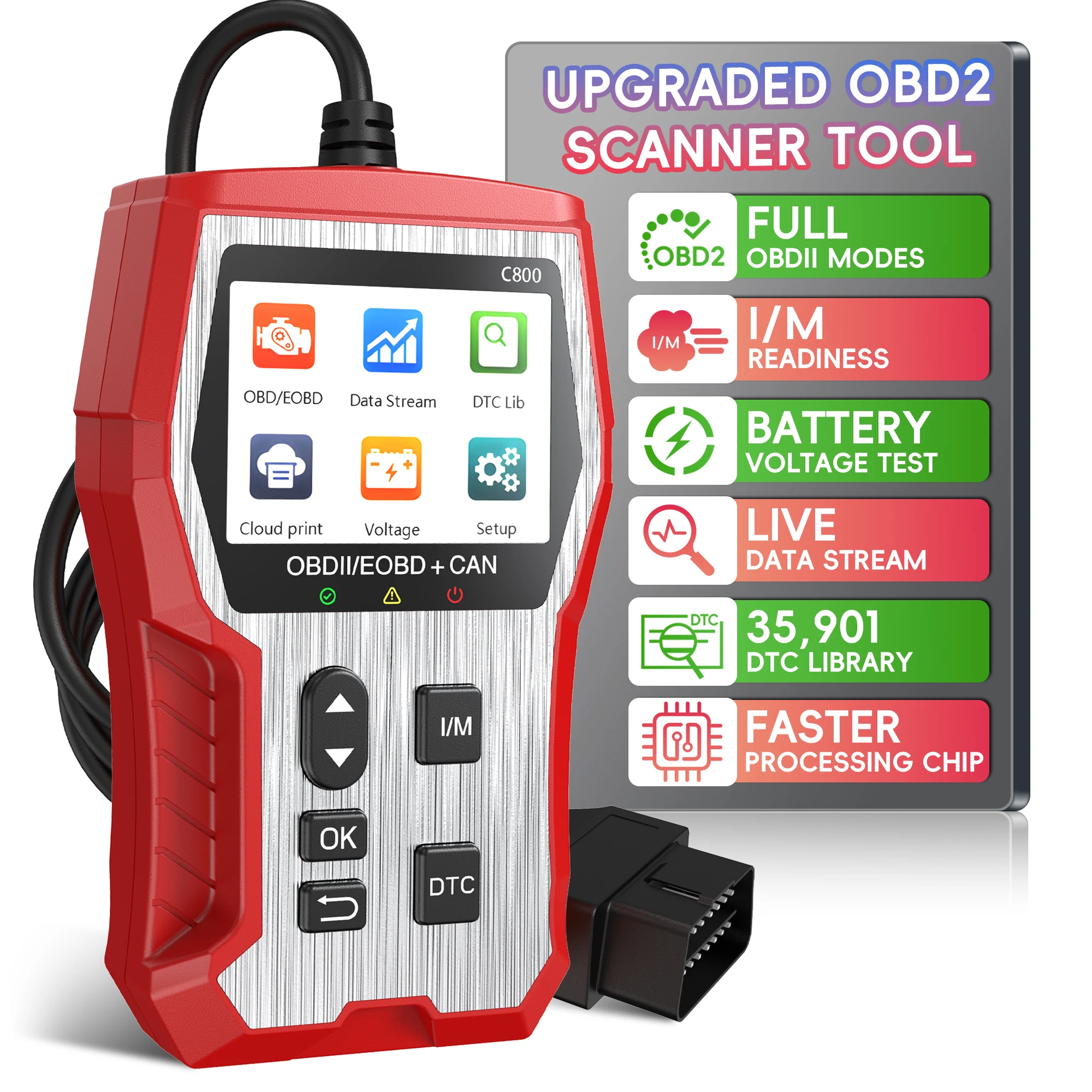 Диагностический инструмент сканера OBD2, усиленный считыватель кодов двигателя, диагностический инструмент сканирования света двигателя для транспортных средств после 1996 года
Диагностический инструмент сканера OBD2, усиленный считыватель кодов двигателя, диагностический инструмент сканирования света двигателя для транспортных средств после 1996 года