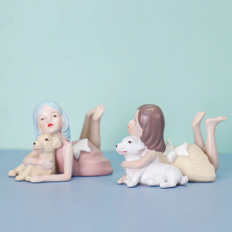 Nordic girl holding dog resin crafts girl room model room ins style soft decoration home decor ornaments
Nordic girl holding dog resin crafts girl room model room ins style soft decoration home decor ornaments