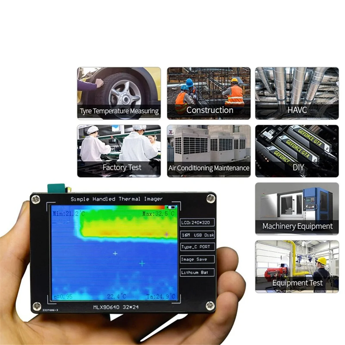 ABKM Professional 7-In-1 Thermal Imager Cam 3.2 Inch Screen Portable Handheld Multifunctional Infrared Thermal Imaging Camera
ABKM Professional 7-In-1 Thermal Imager Cam 3.2 Inch Screen Portable Handheld Multifunctional Infrared Thermal Imaging Camera