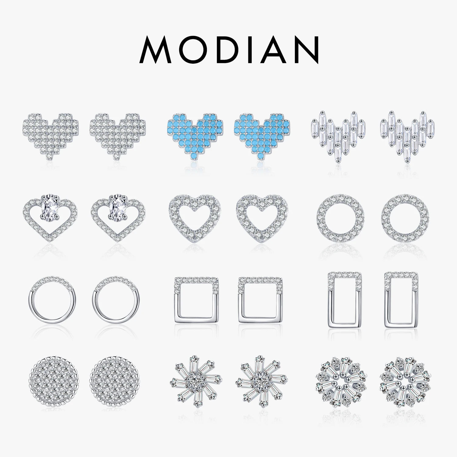 Modian 32 Style 100% 925 Sterling Silver Fashion Hearts Clear CZ Turquoise Stud Earrings For Women Simple Wedding Fine Jewelry
Modian 32 Style 100% 925 Sterling Silver Fashion Hearts Clear CZ Turquoise Stud Earrings For Women Simple Wedding Fine Jewelry