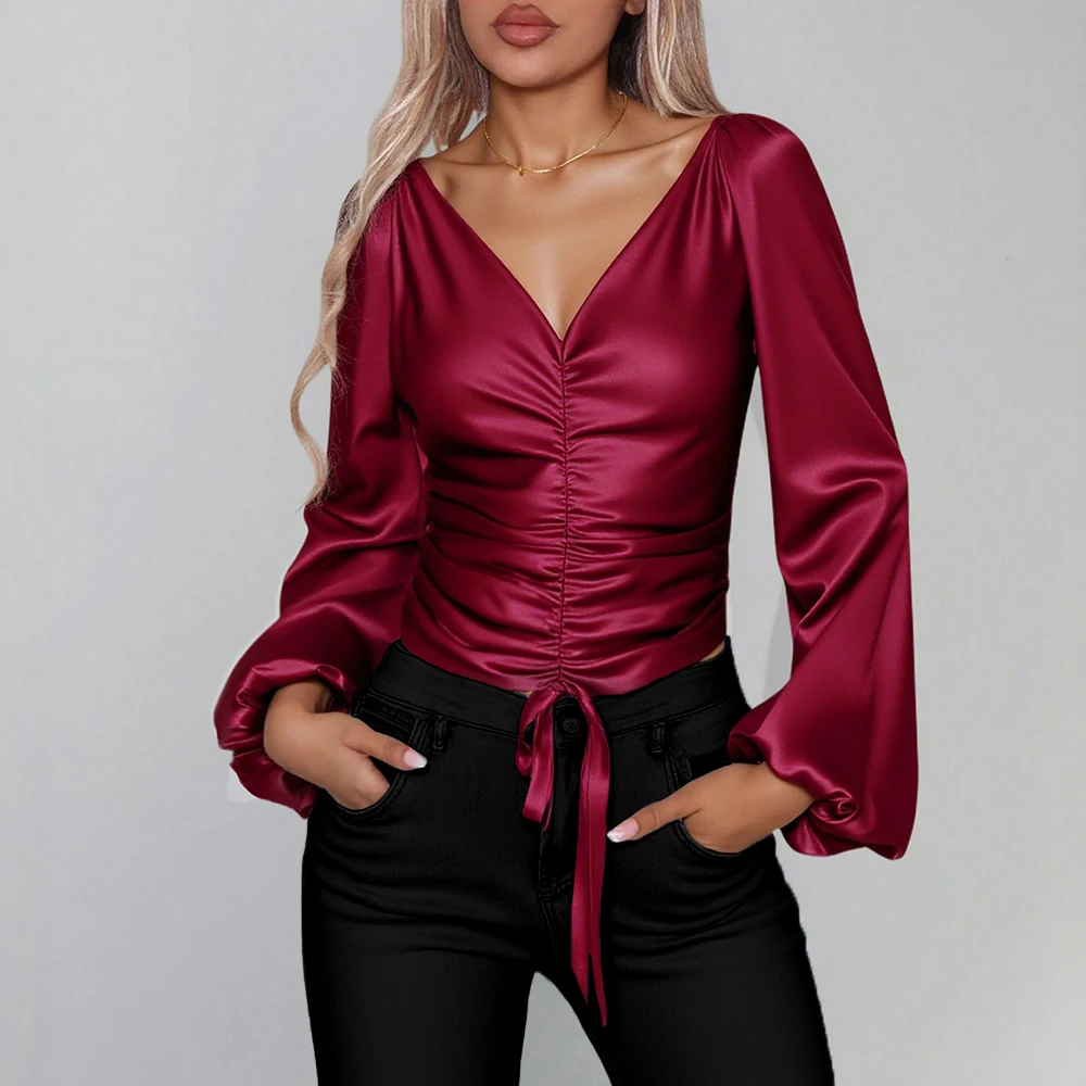 Mia Muse Autumn Blouses 2025 Women's Elegant Solid Color Long Sleeve Plunge Neck Ruched Lace-Up Comfortable Blouses
Mia Muse Autumn Blouses 2025 Women's Elegant Solid Color Long Sleeve Plunge Neck Ruched Lace-Up Comfortable Blouses