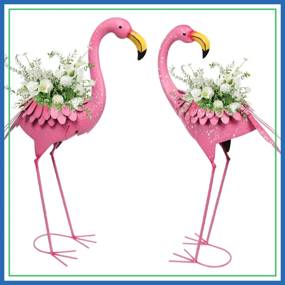 2 Pack Metal Flamingo Garden Statues with Planter, Pink Flamingo Yard Art for Outdoor Patio Pond Decor
2 Pack Metal Flamingo Garden Statues with Planter, Pink Flamingo Yard Art for Outdoor Patio Pond Decor