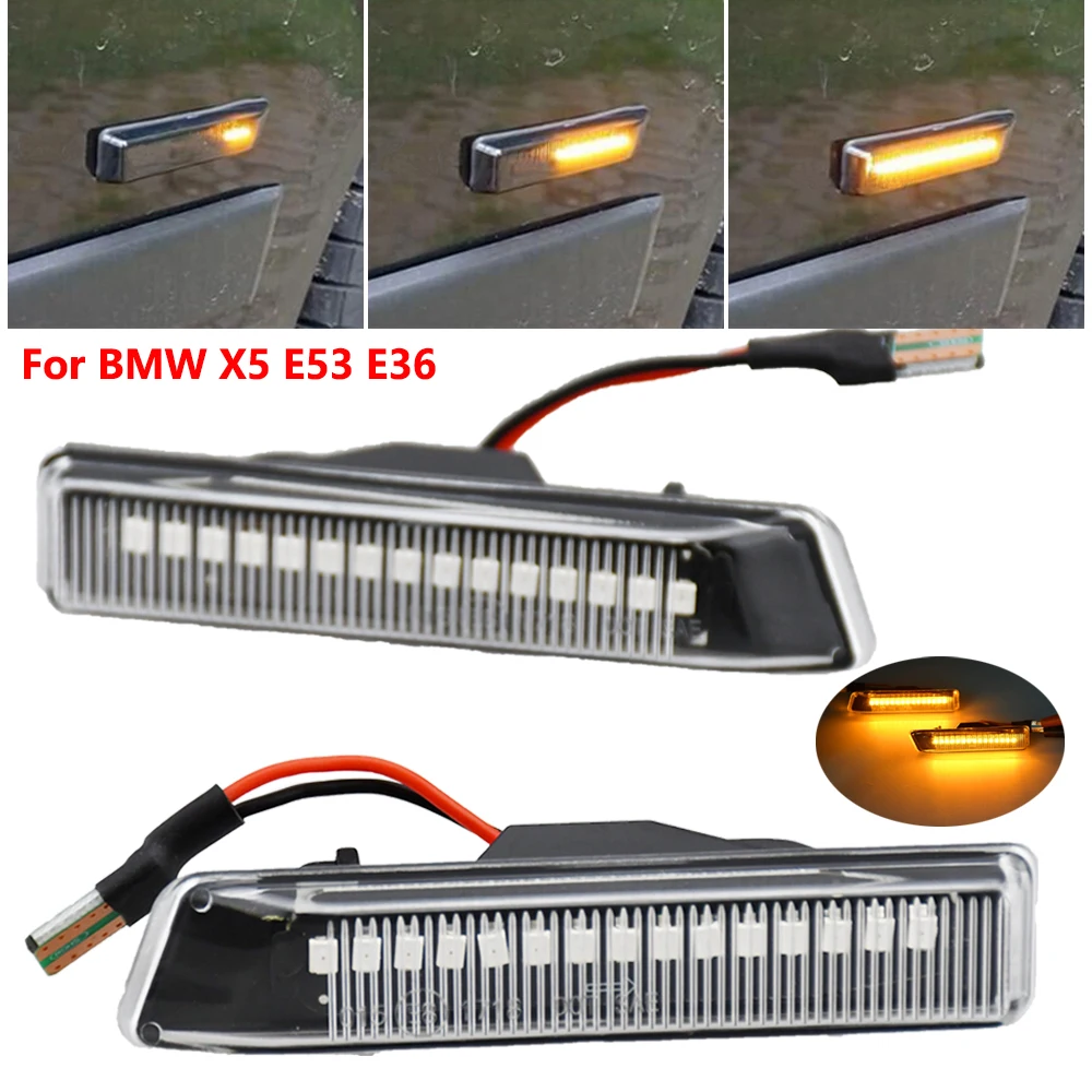2X LED Dynamic Turn Signal Light For BMW X5 E53 3 Series E36 Side Marker Flasher Flowing Water Blinker Flashing Light
2X LED Dynamic Turn Signal Light For BMW X5 E53 3 Series E36 Side Marker Flasher Flowing Water Blinker Flashing Light