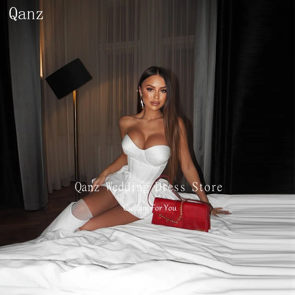 Qanz Mini Wedding Dresses Short A Line Sweetheart White Satin Bridal Gowns Mini Puffy Backless Vestidos De Novia Customized
Qanz Mini Wedding Dresses Short A Line Sweetheart White Satin Bridal Gowns Mini Puffy Backless Vestidos De Novia Customized