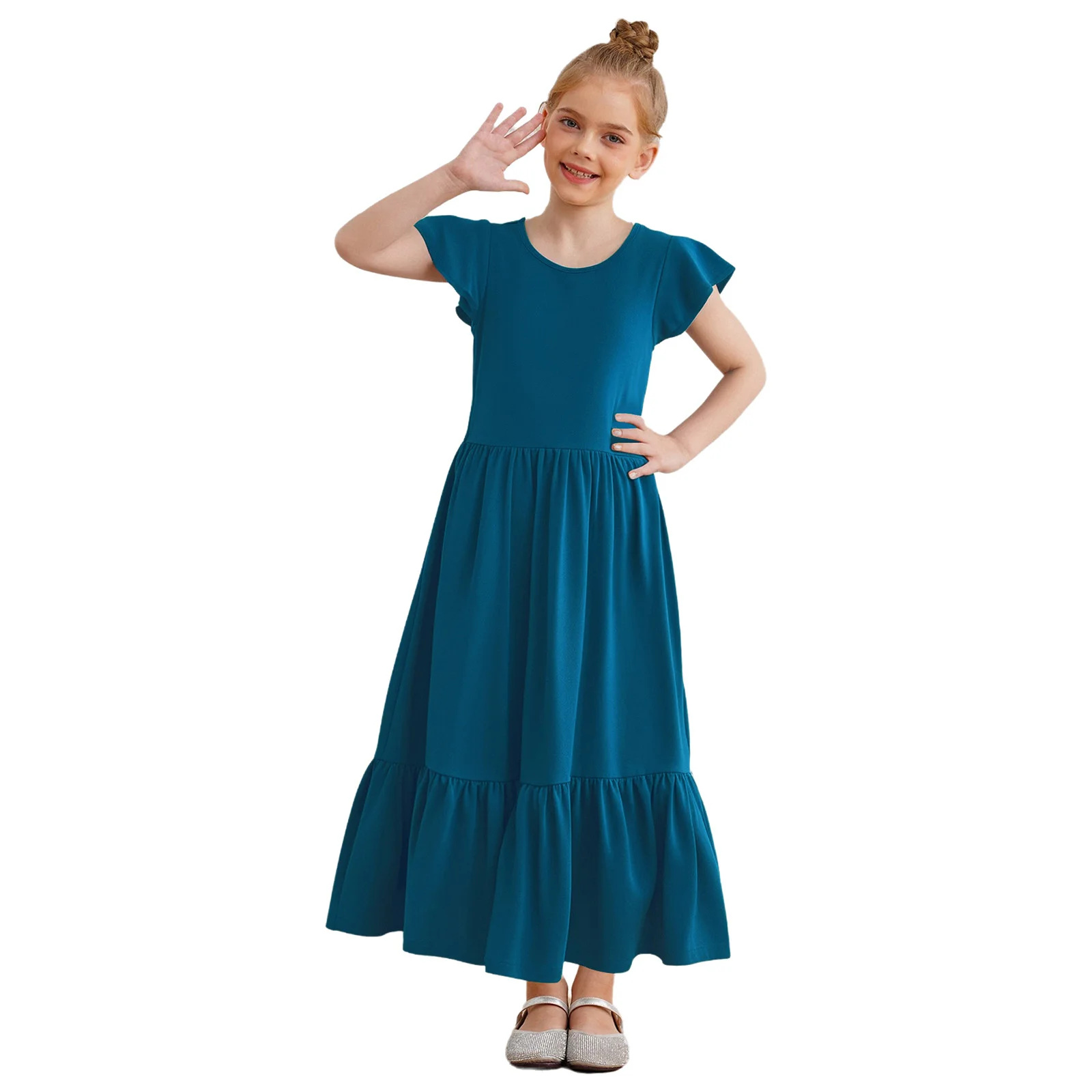 Kids Girls Dresses Summer Casual Round Neck Short Sleeve Ruffled Maxi Dress with Pockets for Travel Weekend Vacation Beachwear
Kids Girls Dresses Summer Casual Round Neck Short Sleeve Ruffled Maxi Dress with Pockets for Travel Weekend Vacation Beachwear
