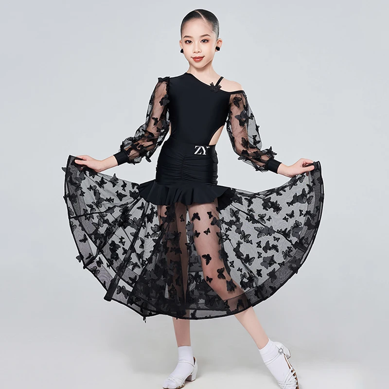 Standard Waltz Dress For Girl Black Butterfly Ballroom Dance Suit Tango Modern Dance Competition Dress Children Dancewear 2814
Standard Waltz Dress For Girl Black Butterfly Ballroom Dance Suit Tango Modern Dance Competition Dress Children Dancewear 2814