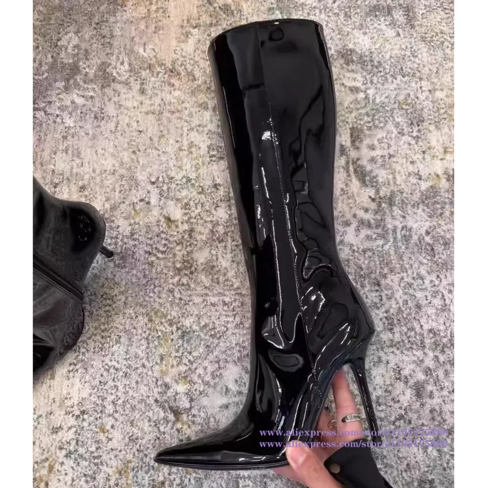 Black Glossy Knee High Stiletto Boots for Women Pointed Toe Side Zipper Designer Women Booties Trendy Handmade Botas Mujer
Black Glossy Knee High Stiletto Boots for Women Pointed Toe Side Zipper Designer Women Booties Trendy Handmade Botas Mujer