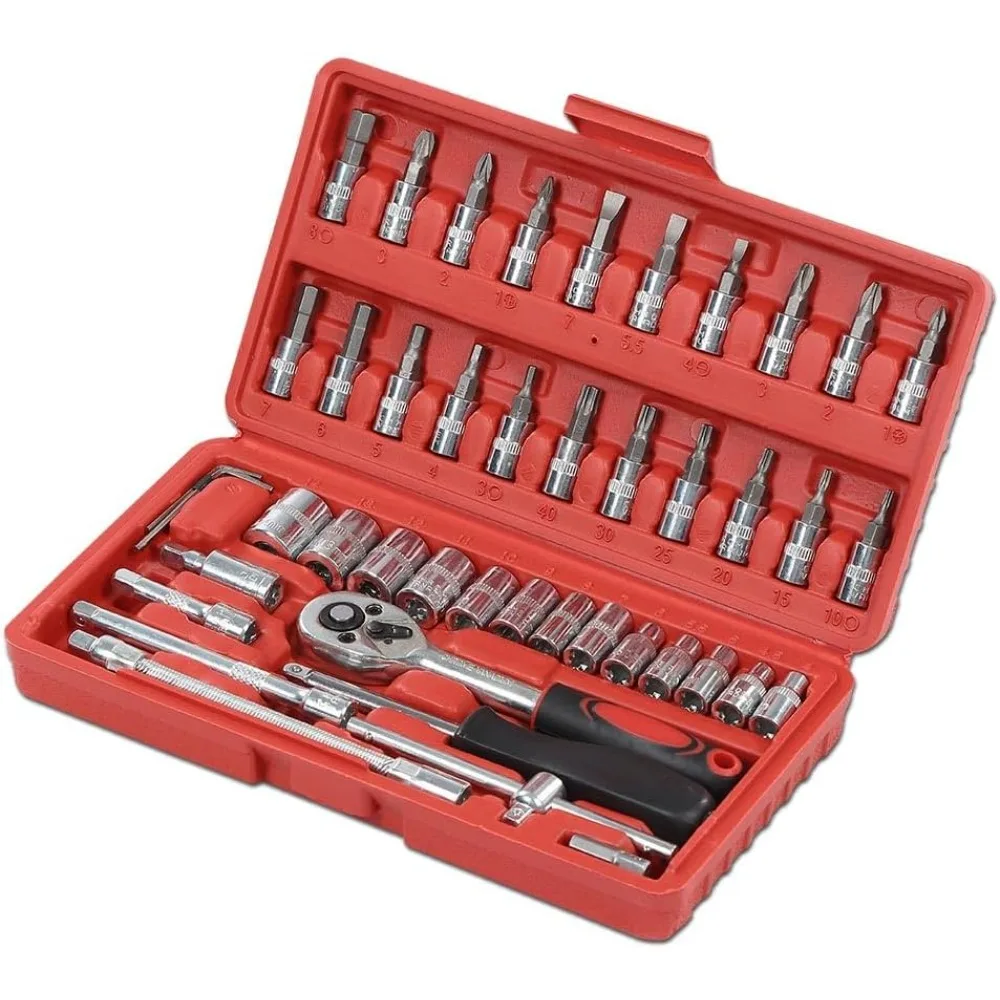 CHEDA 46 шт. набор 1/4 ключ с трещоткой, комбинированный набор инструментов, набор инструментов для ремонта автомобилей
CHEDA 46 шт. набор 1/4 ключ с трещоткой, комбинированный набор инструментов, набор инструментов для ремонта автомобилей