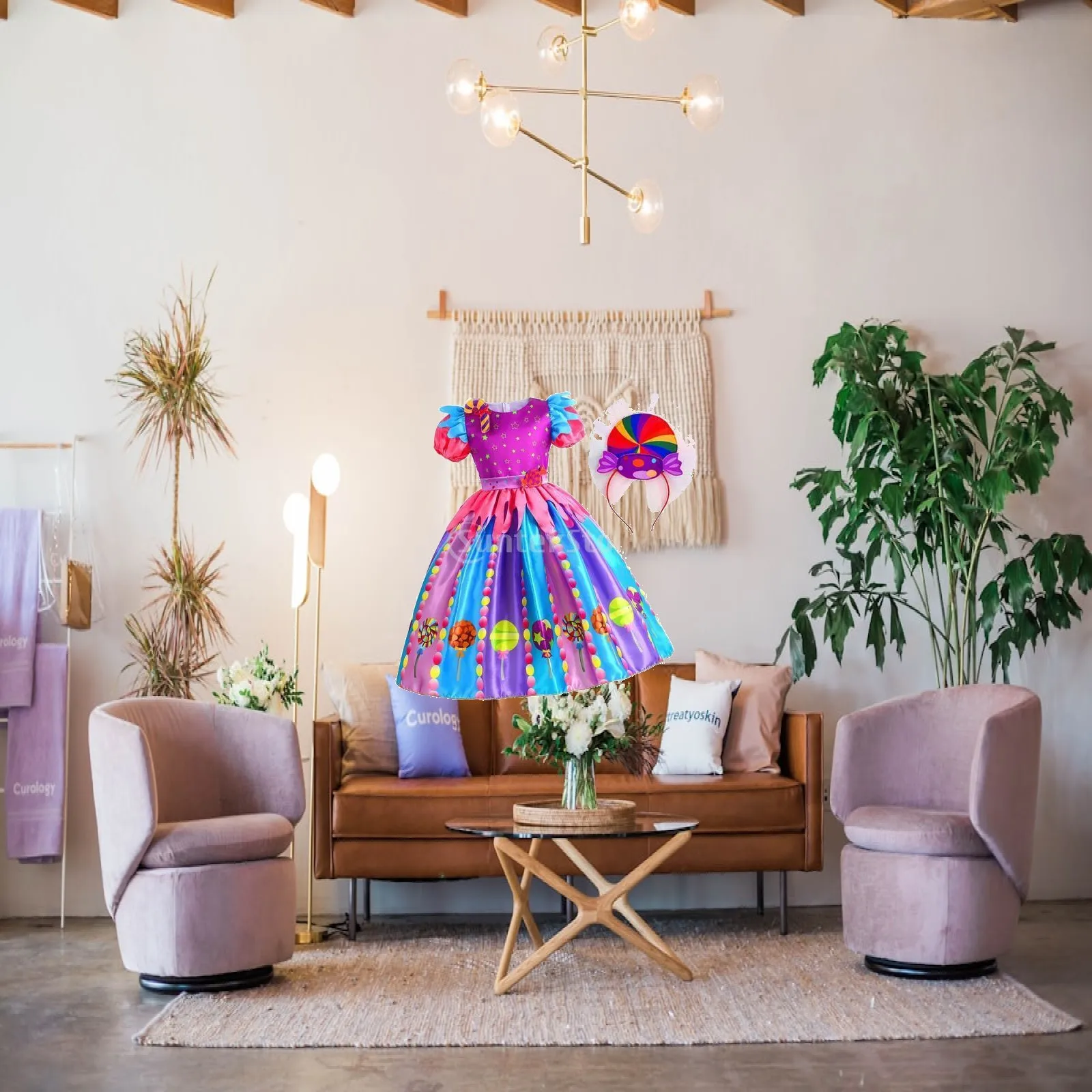 Colorful Lollipop Dress with Headband Girls Candy Costume Polyester Princess Dress for Carnival Birthday Party
Colorful Lollipop Dress with Headband Girls Candy Costume Polyester Princess Dress for Carnival Birthday Party