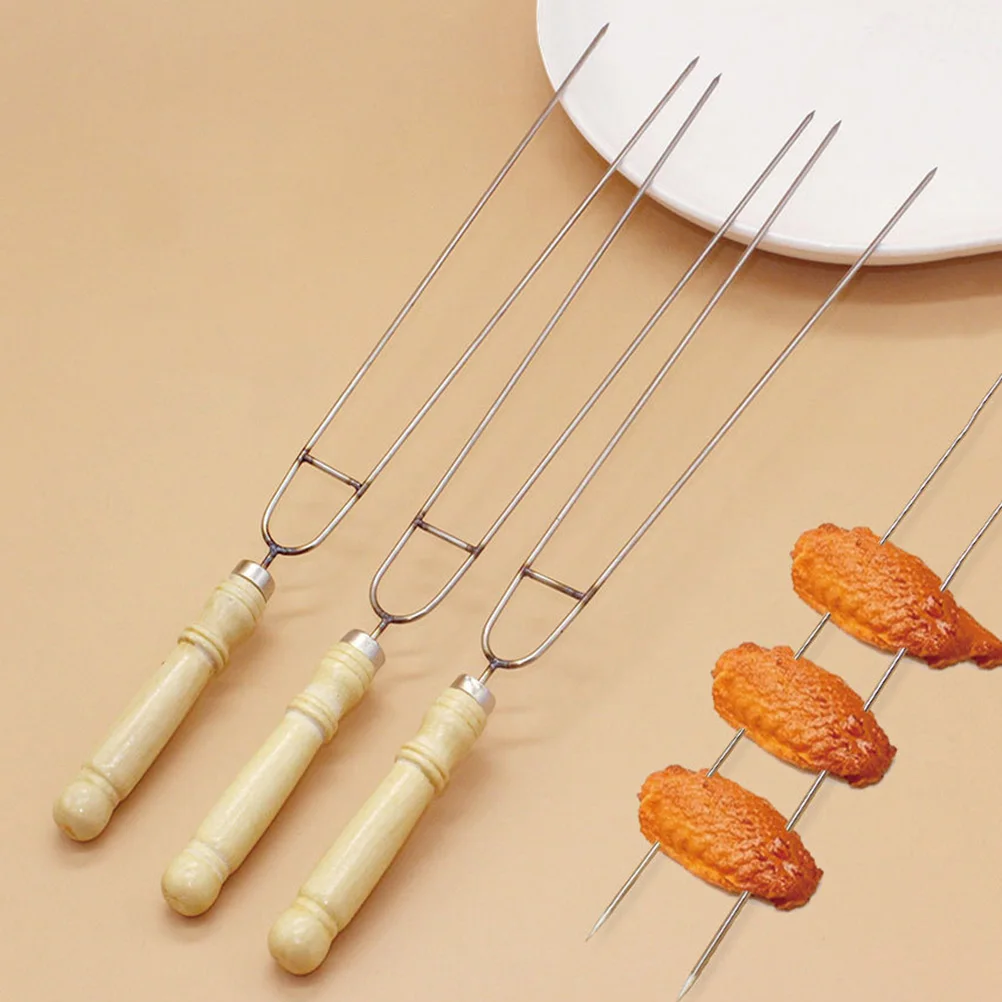 10 Pcs Steel Wood BBQ Skewers Reusable Kebab Skewers Roasting Forks High Temperature Grill Accessories Camping 
10 Pcs Steel Wood BBQ Skewers Reusable Kebab Skewers Roasting Forks High Temperature Grill Accessories Camping