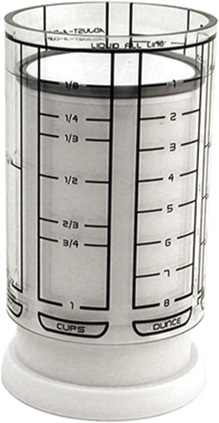 1 Cup Adjustable Measuring Cup, Plastic, White, Easy Read, Space Saving
1 Cup Adjustable Measuring Cup, Plastic, White, Easy Read, Space Saving
