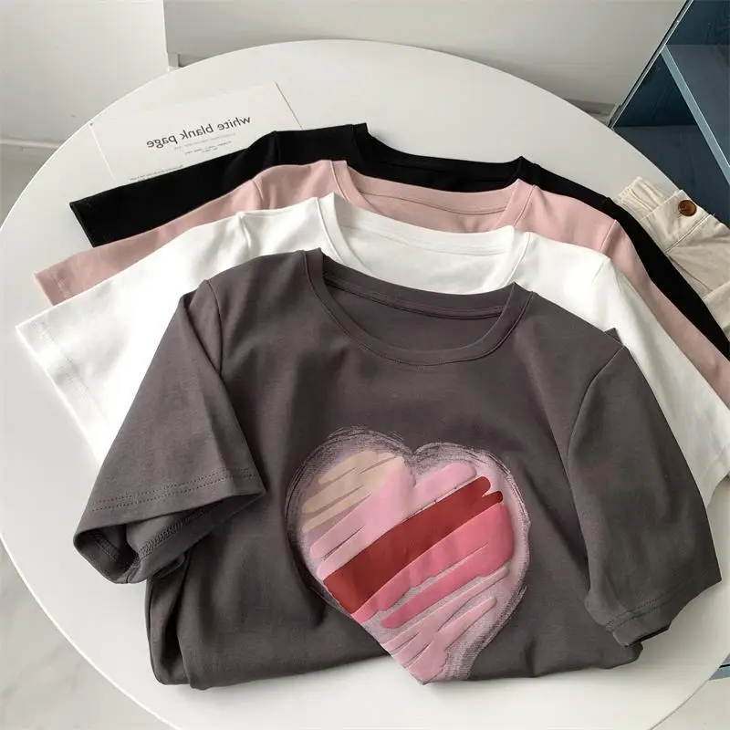 CALYMIX 2025 Spring/summer Love Short Sleeved T-shirt With Sweet Print For Women Short Round Neck Shoulder Top
CALYMIX 2025 Spring/summer Love Short Sleeved T-shirt With Sweet Print For Women Short Round Neck Shoulder Top