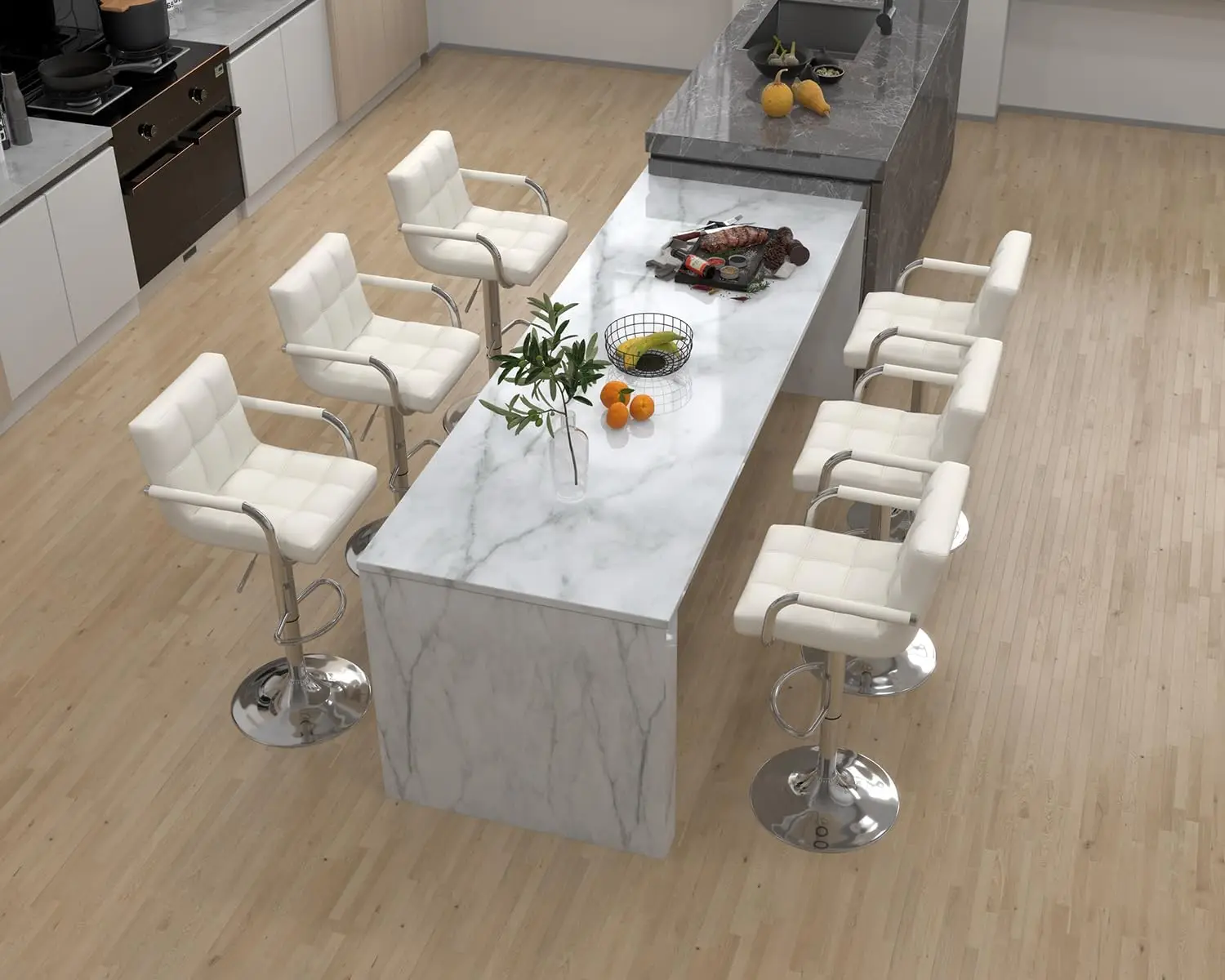Modern Counter Height Bar Stools Set of 6, Armless Adjustable Swivel Square Bar Chairs Kitchen Barstools for Dining Room/Island
Modern Counter Height Bar Stools Set of 6, Armless Adjustable Swivel Square Bar Chairs Kitchen Barstools for Dining Room/Island