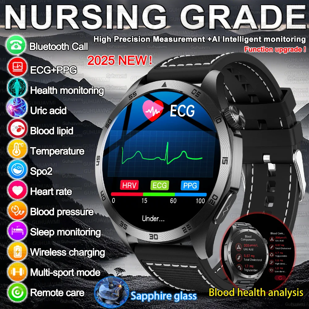 2025 New Nursing Grade Smart Watch ECG+PPG Blood Lipid Blood pressure Uric Acid HD Bluetooth Call Clock Health Smart Watch Men
2025 New Nursing Grade Smart Watch ECG+PPG Blood Lipid Blood pressure Uric Acid HD Bluetooth Call Clock Health Smart Watch Men