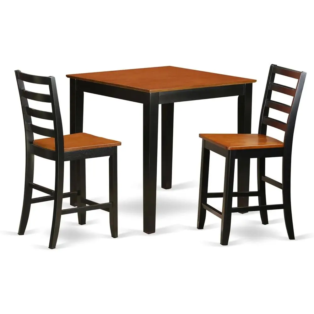 3-Piece Counter Height Dining Set with Square Table and 2 Chairs, 36x36 Inch, Black & Cherry Finish
3-Piece Counter Height Dining Set with Square Table and 2 Chairs, 36x36 Inch, Black & Cherry Finish