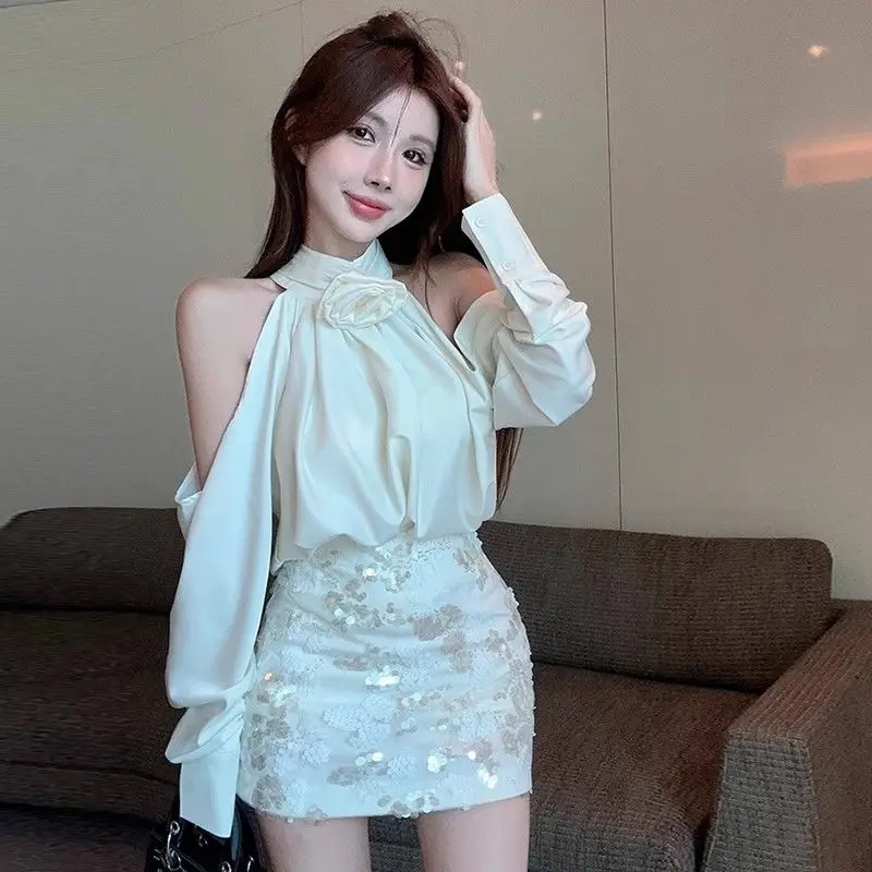 Two-Piece Off-The-Shoulder Shirt Sequined Hip Skirt Small Dress Spring Autumn New Design Long Sleeve Suit
Two-Piece Off-The-Shoulder Shirt Sequined Hip Skirt Small Dress Spring Autumn New Design Long Sleeve Suit