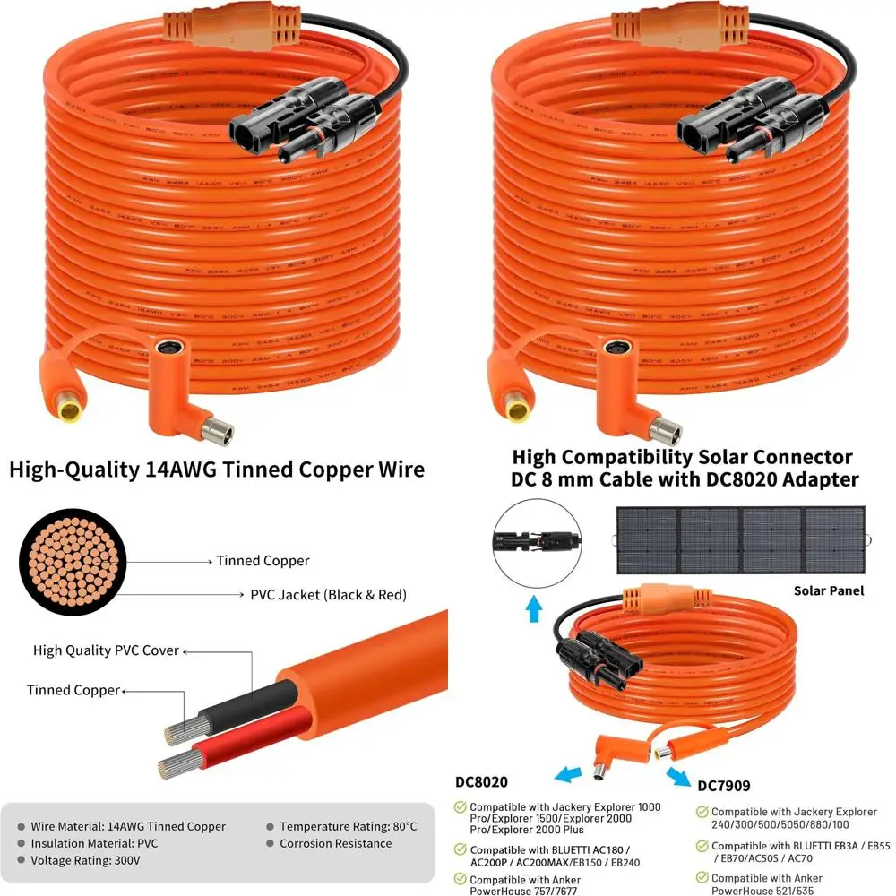 Кабель-адаптер DC 8 мм, 35T, провод из луженой меди 12AWG/14AWG, совместим с DC7909 до DC8020, сверхпрочный зарядный кабель для автодомов, кемперов и другой техники
Кабель-адаптер DC 8 мм, 35T, провод из луженой меди 12AWG/14AWG, совместим с DC7909 до DC8020, сверхпрочный зарядный кабель для автодомов, кемперов и другой техники
