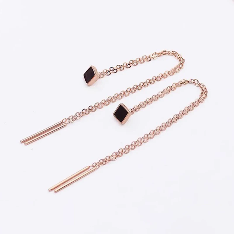 New in 585 Purple Gold Black Agate Square square earrings for women Fashion Plated 14K Rose Gold Simple chain Earings Jewelry
New in 585 Purple Gold Black Agate Square square earrings for women Fashion Plated 14K Rose Gold Simple chain Earings Jewelry
