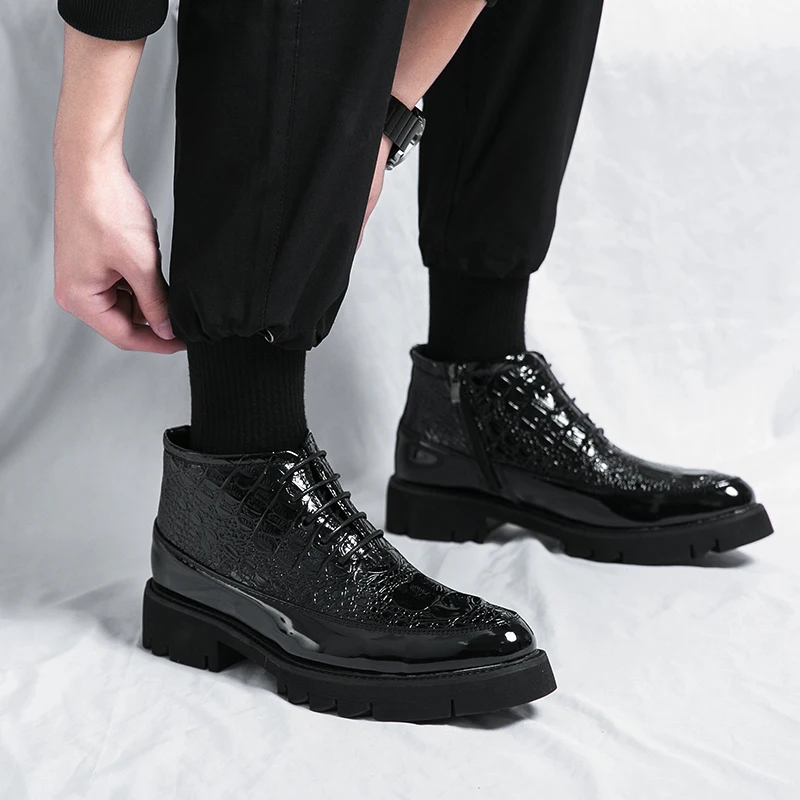 Men Streetwear Fashion Business Casual Thick Platform Patent Leather Wedding Oxford Shoe Korean Man Formal Shoe Leisure Footwear
Men Streetwear Fashion Business Casual Thick Platform Patent Leather Wedding Oxford Shoe Korean Man Formal Shoe Leisure Footwear