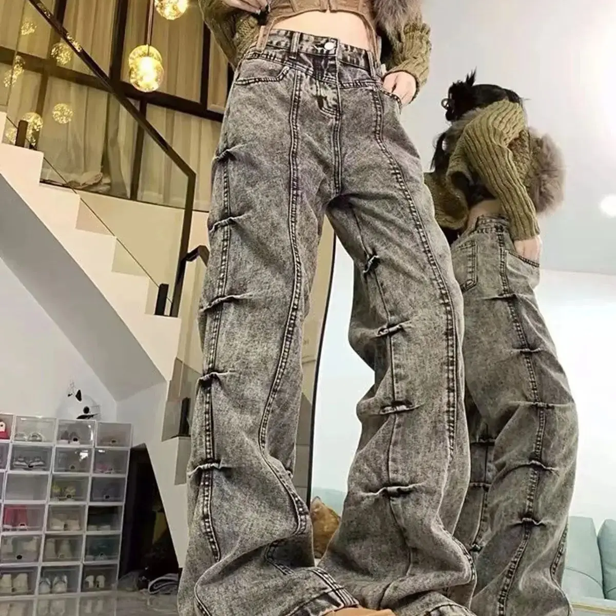 Jeans Large Size Side Fold Folds High Waist Summer Wasteland Feng Shui Wash Fashion Y2K High Street Wide Leg Women Loose Jeans
Jeans Large Size Side Fold Folds High Waist Summer Wasteland Feng Shui Wash Fashion Y2K High Street Wide Leg Women Loose Jeans