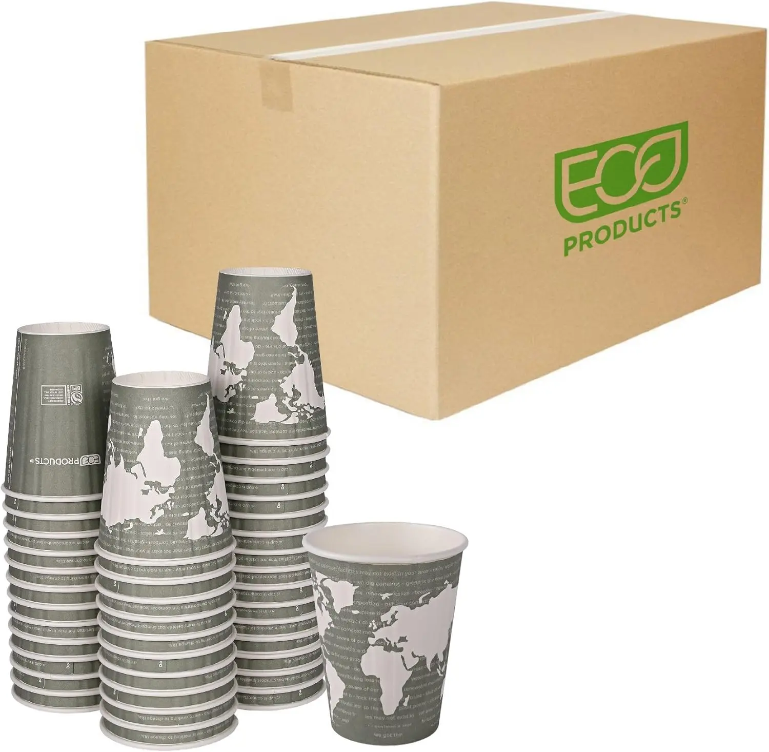 Compostable Disposable Insulated World Art 12oz Coffee Cups, Case of 600, Renewable Double-wall Hot Paper Cup, Plant Bas
Compostable Disposable Insulated World Art 12oz Coffee Cups, Case of 600, Renewable Double-wall Hot Paper Cup, Plant Bas