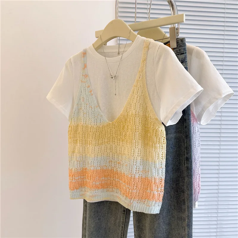 Dopamine round Neck Knitted Short Sleeve Women's Top Summer New Style Versatile Layering Strap Shirt Fashionable Basic Silk
Dopamine round Neck Knitted Short Sleeve Women's Top Summer New Style Versatile Layering Strap Shirt Fashionable Basic Silk