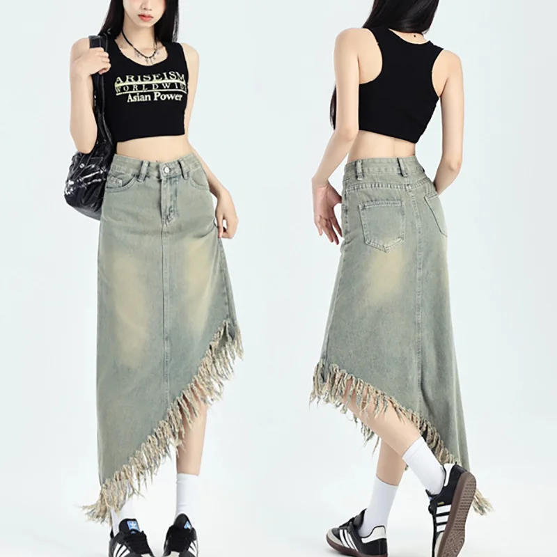 Ankle Length Denim Tassel Skirt Women Distressed Skirts Washed Solid Spliced Distressed Loose Summer 2025 Casual A Line
Ankle Length Denim Tassel Skirt Women Distressed Skirts Washed Solid Spliced Distressed Loose Summer 2025 Casual A Line
