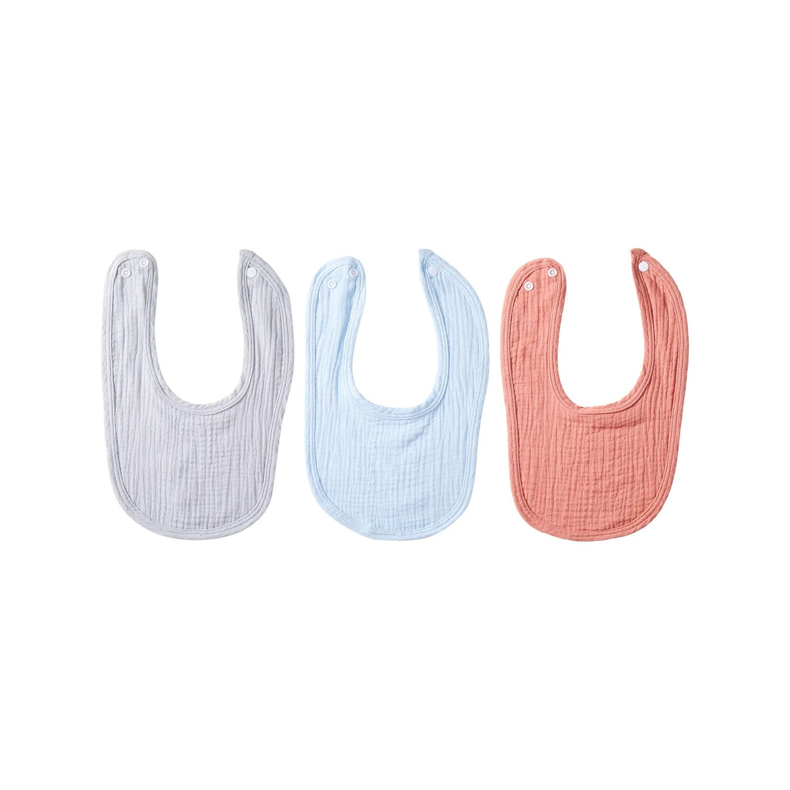 Cotton gauze U-shaped bib three-piece set (light gray + sky blue + peach color)
Cotton gauze U-shaped bib three-piece set (light gray + sky blue + peach color)