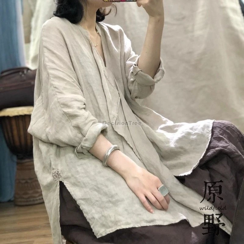 2024 new chinese retro style women elegant loose style v-neck cotton linen blouse irregular design zen linen daily casual shirt
2024 new chinese retro style women elegant loose style v-neck cotton linen blouse irregular design zen linen daily casual shirt