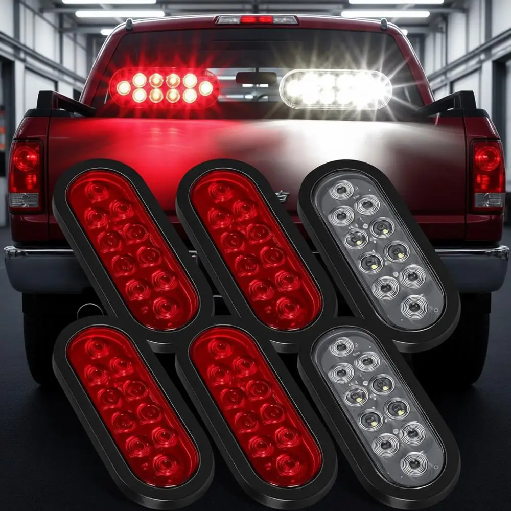 6 овальных светодиодных фонарей для прицепа, 10 светодиодов, 6 дюймов, 4 красных, 2 белых, стоп-сигналы, указатели поворота, фонари заднего хода, задние фонари, герметичные, 3-контактный разъем, Ru
6 овальных светодиодных фонарей для прицепа, 10 светодиодов, 6 дюймов, 4 красных, 2 белых, стоп-сигналы, указатели поворота, фонари заднего хода, задние фонари, герметичные, 3-контактный разъем, Ru