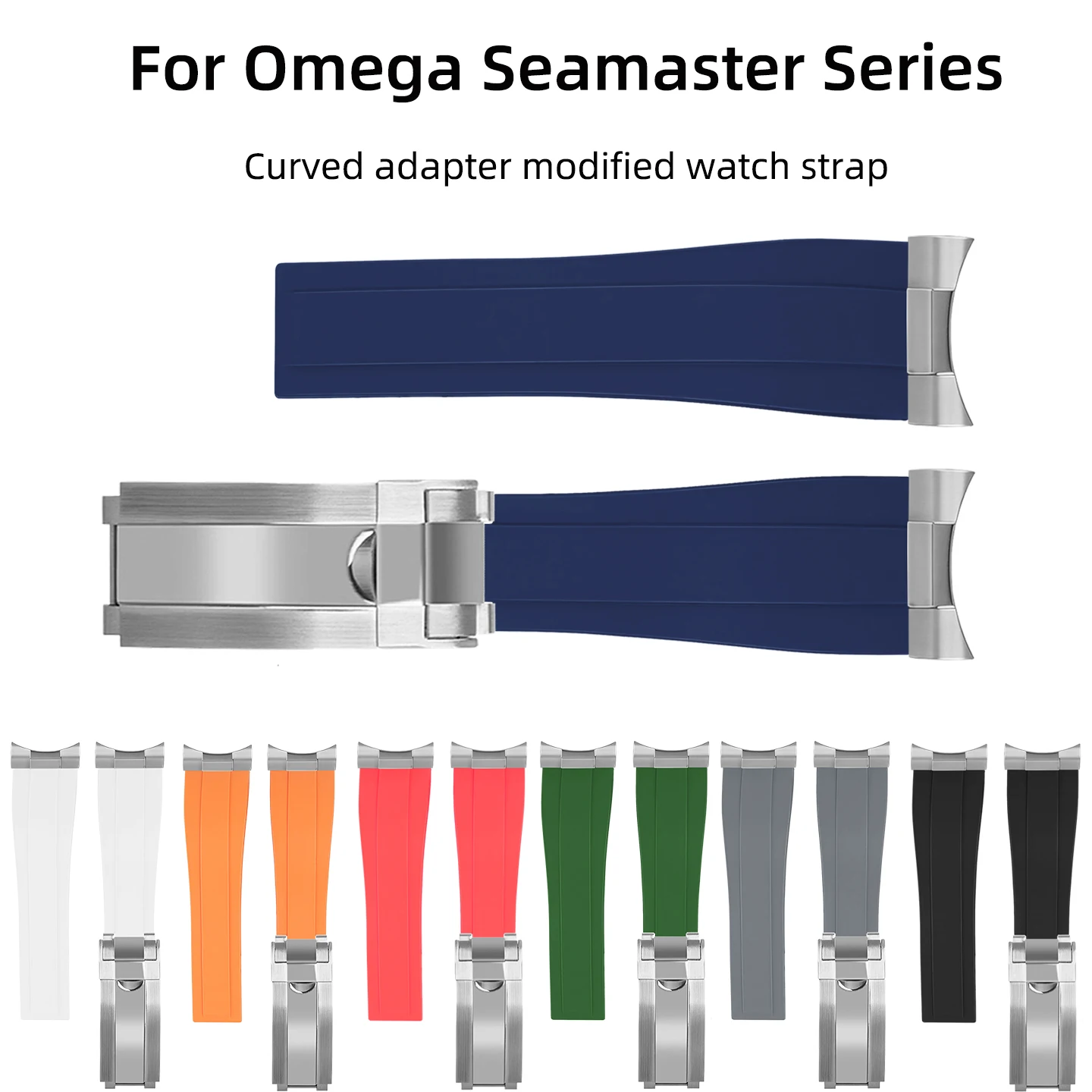 For Omega Seamaster 300 600 Watch Adapter watch band Curved End Links Watch strap 20/21/22mm Rubber strap With Folding clasp
For Omega Seamaster 300 600 Watch Adapter watch band Curved End Links Watch strap 20/21/22mm Rubber strap With Folding clasp