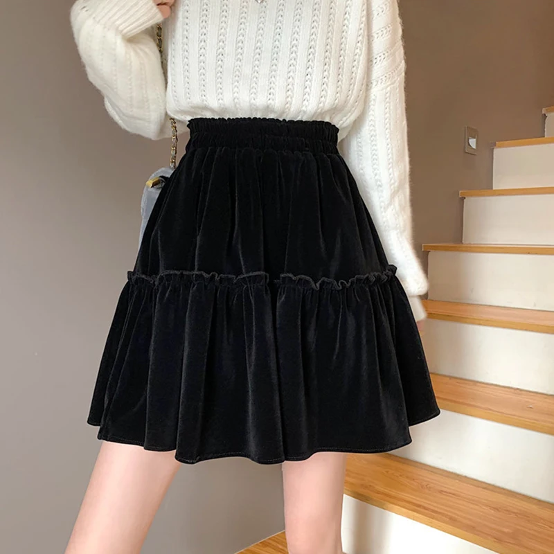 Cute Mini Skirt for Women Solid High Waist Velvet Cake Skirt Shorts Autumn Winter Korean Fashion A-line Skirt Clothing Female
Cute Mini Skirt for Women Solid High Waist Velvet Cake Skirt Shorts Autumn Winter Korean Fashion A-line Skirt Clothing Female