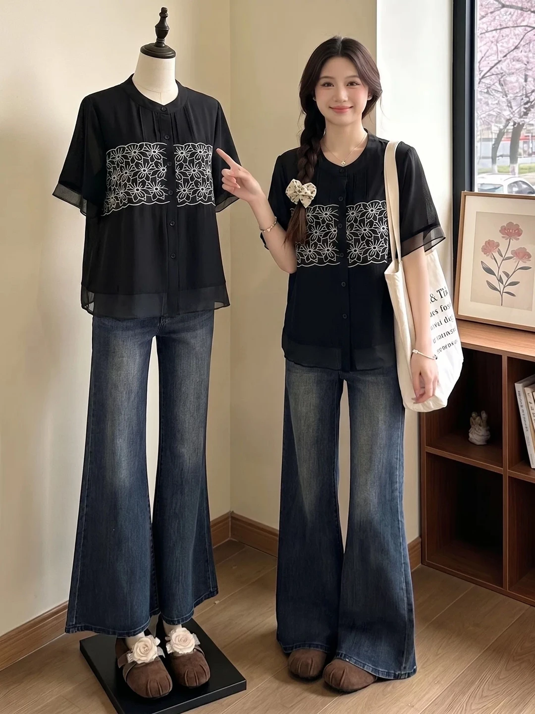 Unique Embroidered Chiffon Shirt Women's Slim Fit Summer 2026 New plus Size Beautiful Top Fashionable Versatile Color Block
Unique Embroidered Chiffon Shirt Women's Slim Fit Summer 2026 New plus Size Beautiful Top Fashionable Versatile Color Block