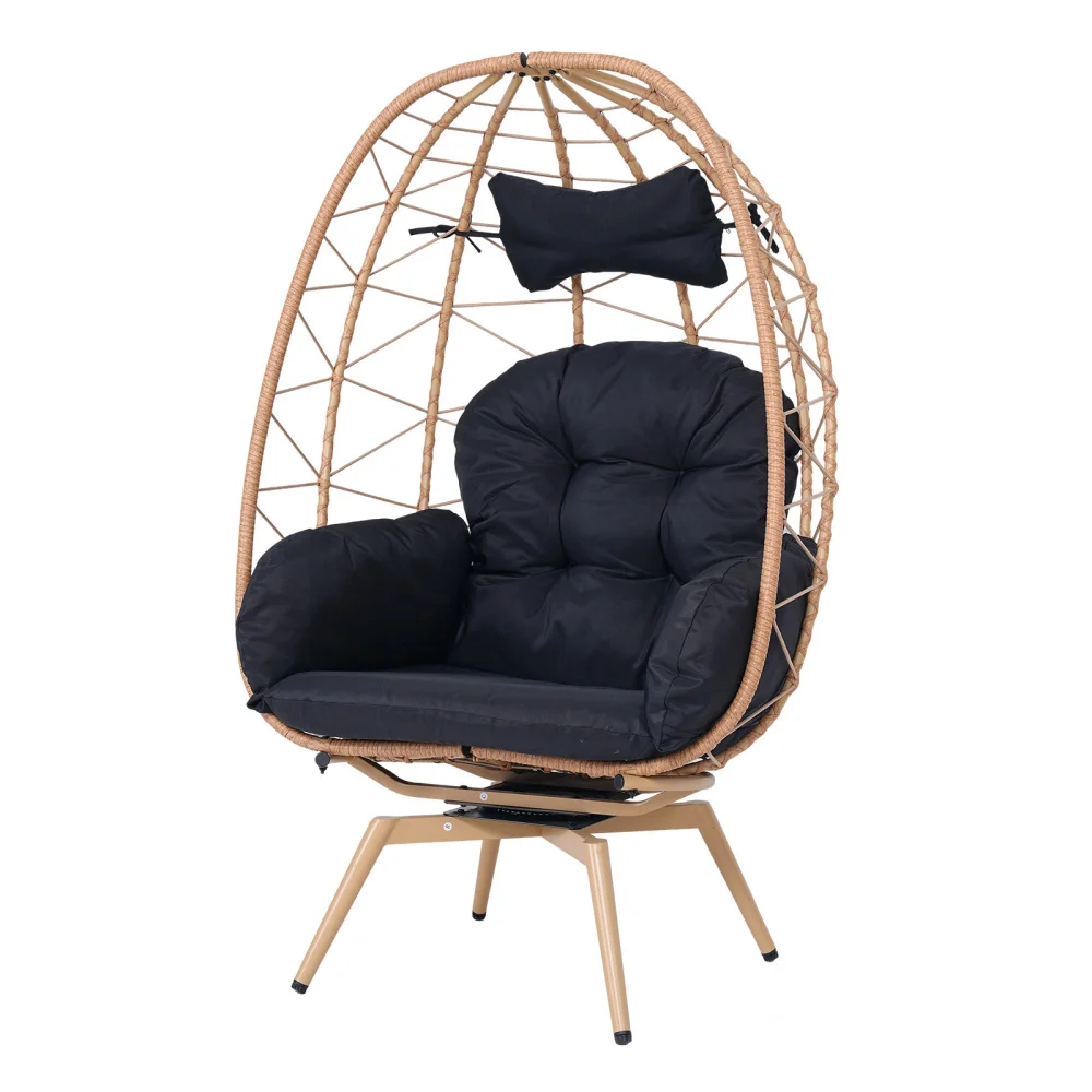 Oversized 360° Swivel Rattan Egg Chair Wicker Indoor Outdoor Patio Lounge Chair with Removable Thick Cushions
Oversized 360° Swivel Rattan Egg Chair Wicker Indoor Outdoor Patio Lounge Chair with Removable Thick Cushions