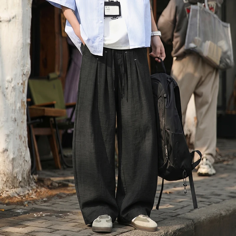 American Retro Wide-leg Pants Men Solid Color Drape Casual Faux Linen Pants Man Summer Thin Versatile Loose Straight Sweatpants
American Retro Wide-leg Pants Men Solid Color Drape Casual Faux Linen Pants Man Summer Thin Versatile Loose Straight Sweatpants