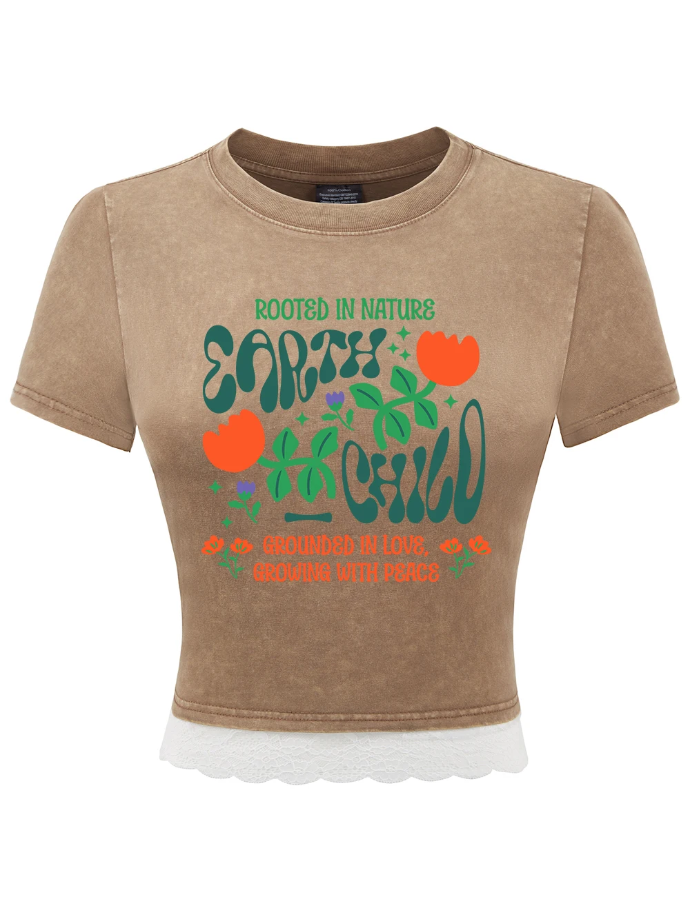 Rooted In Nature Earth Child Print Cotton Crop Tees Women Summer Lace Hem Washed T-Shirts Regular Fit O-Neck Tops Y2K Clothes
Rooted In Nature Earth Child Print Cotton Crop Tees Women Summer Lace Hem Washed T-Shirts Regular Fit O-Neck Tops Y2K Clothes