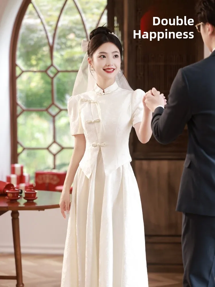 Elegant White Engagement Dress Women's Summer Set Wine Ceremony New Chinese Style Registration Beautiful White Dress
Elegant White Engagement Dress Women's Summer Set Wine Ceremony New Chinese Style Registration Beautiful White Dress