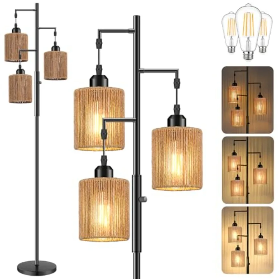 72" Tall Boho Rattan Style Floor Lamp with Hand-Woven Paper Cord Shade Dimmable Industrial Tree Standing Lamp for Living Room B
72" Tall Boho Rattan Style Floor Lamp with Hand-Woven Paper Cord Shade Dimmable Industrial Tree Standing Lamp for Living Room B