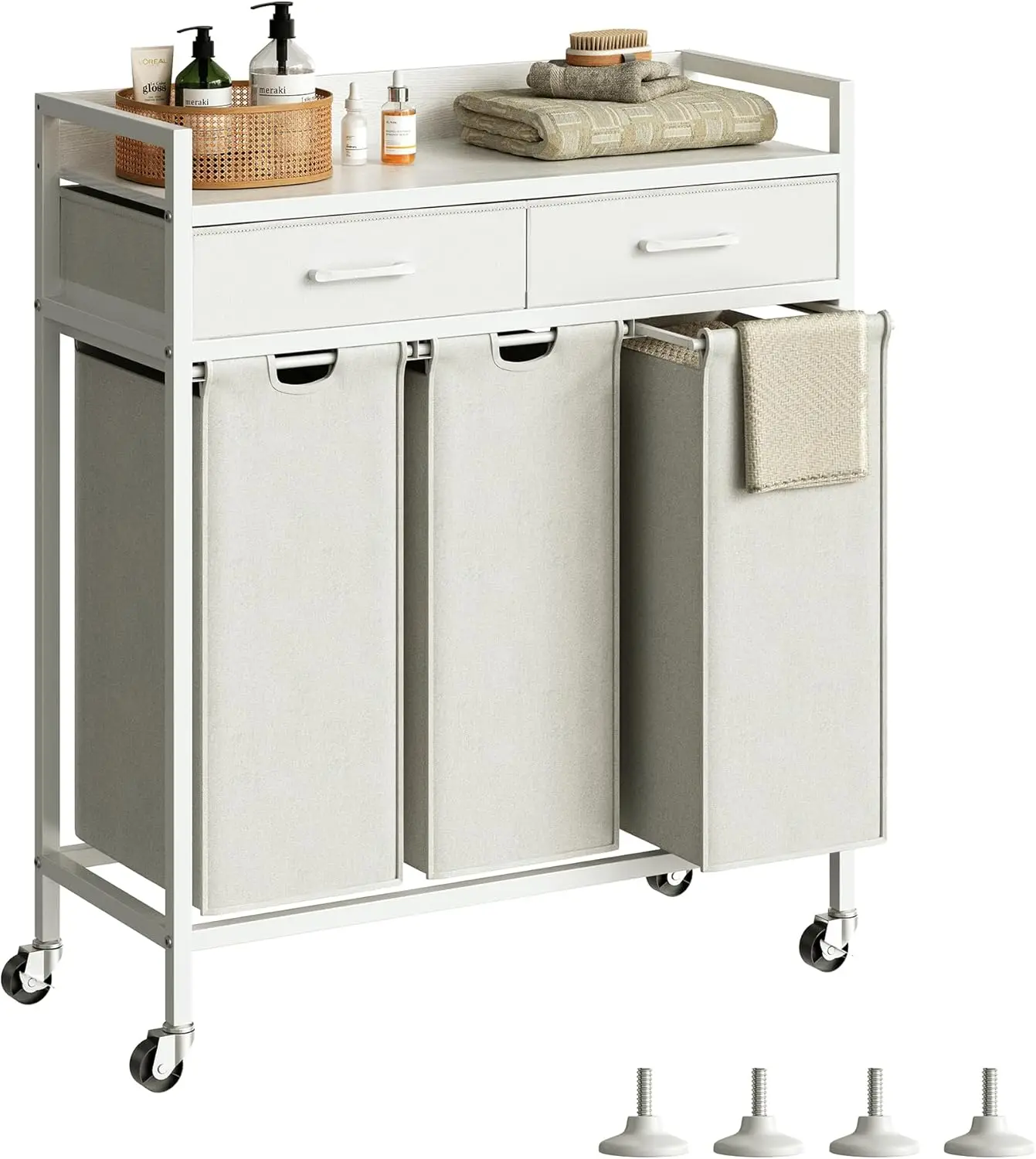 Laundry Sorter 3 Section Laundry Hamper with Shelf, Durable 3 Section Laundry Basket with Rolling Wheels & Storage Drawers, 3 x
Laundry Sorter 3 Section Laundry Hamper with Shelf, Durable 3 Section Laundry Basket with Rolling Wheels & Storage Drawers, 3 x